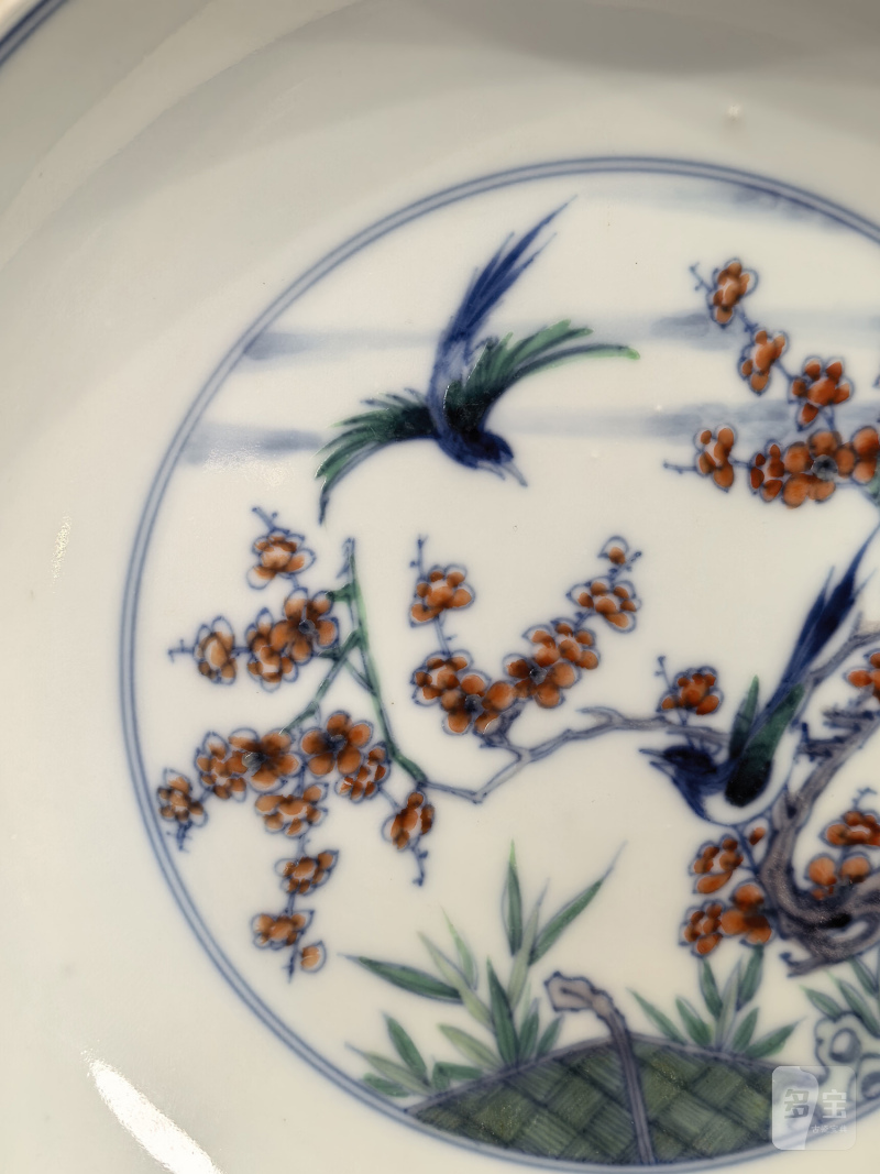 清康熙 斗彩花鸟纹盘 - 图4